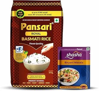 Pansari Royal Basmati Rice, 30kg | Great Taste and Mesmerizing Aroma | Extra Long Grain, Naturally Aged with Fortified | Basmati Rice, Biryani Rice, Pulao Rice