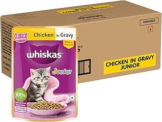 Wet Cat Food for Kittens (2-12 Months), Chicken in Gravy Flavour, 80g, Pack of 48