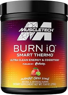 MuscleTech Burn iQ Smart Thermo Supplement Fueled with Paraxanthine Enhanced Energy & Cognition for Men and Women Mango Chili Lime (50 Servings)