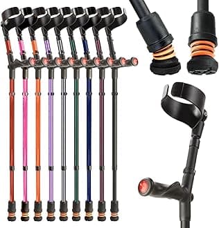 Flexyfoot Shock Absorbing Comfy Grip Double Adjustable Crutch - Improves Safety, Improves Grip, Reduces Shocks & Jarring – Right Handed - Black