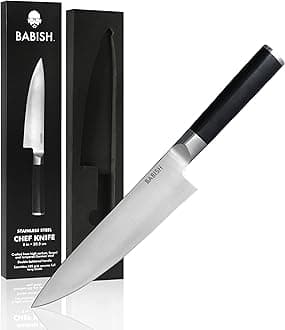Babish German Steel Cutlery, 8" Chef Knife, Silver
