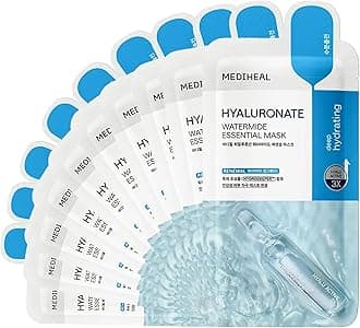 Mediheal Hyaluronate Watermide Essential Mask 10 Sheets | Hydrating & Moisturizing Facial Mask with Hyaluronic Acid