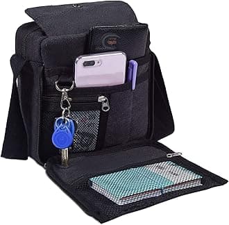 Canvas Small Messenger Bag for Men Women, Casual Shoulder Bag Chest Bag Travel Carry Bag With Small Accessories Case【2 Pack】