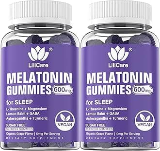 Melatonin 20mg Gummies for Adults (2 Packs) Extra Strength with L-Theanine, Ashwagandha, Magnesium, Turmeric, GABA, Lemon Balm and Chamomile for Supports Healthy Circadian Rhythm, Grape Flavor, 120ct