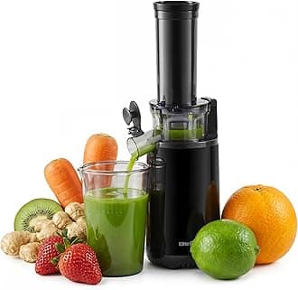 EJX600 Mini Compact Small Space-Saving Masticating Slow Juicer Cold Press Juice Extractor, Nutrient and Vitamin Dense, BPA-Free Tritan, Easy to Clean, 16 oz Juice Cup, Charcoal Grey