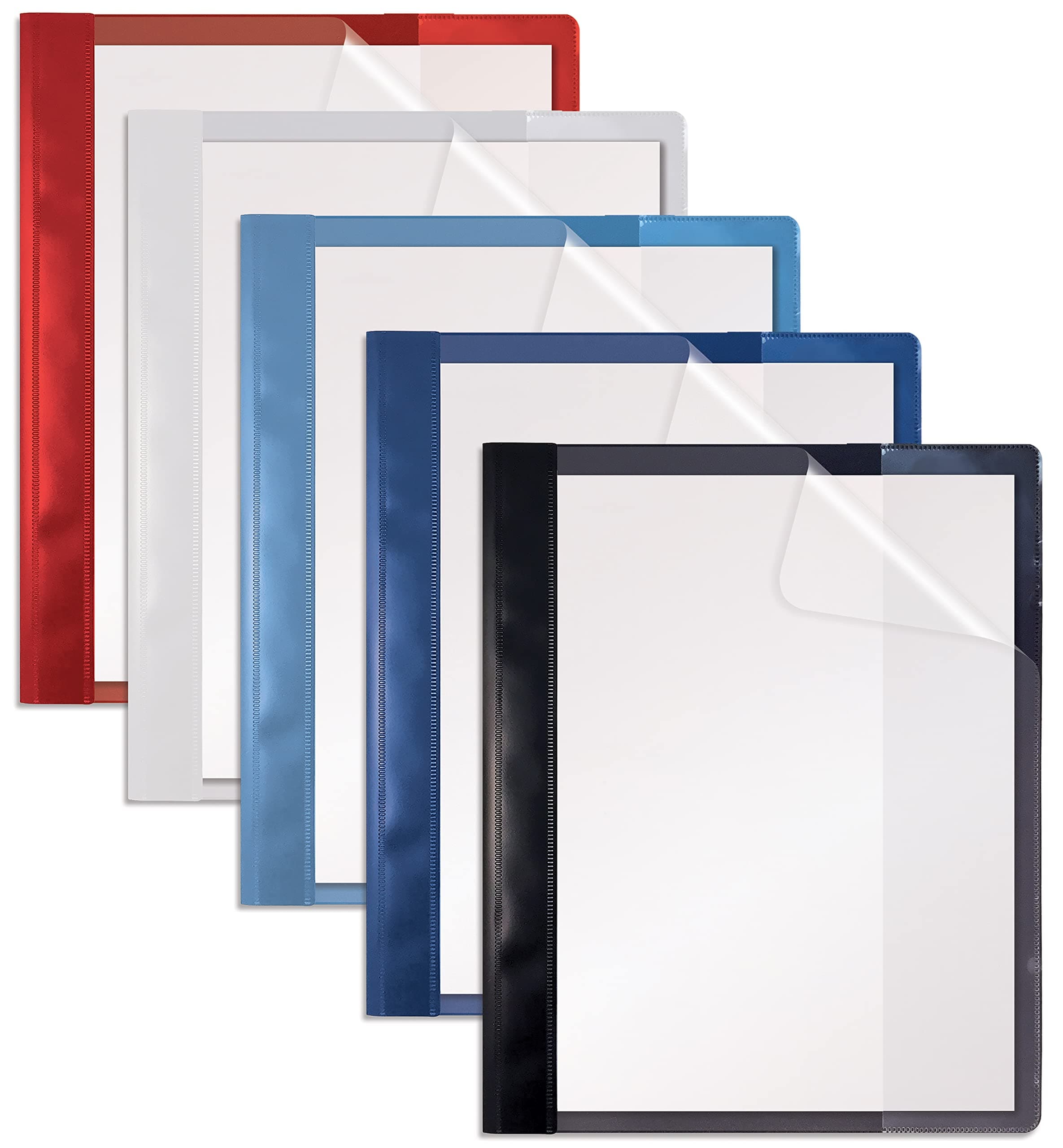 Better Office Products Ultra Durable Clear Front Report Covers, 25 Per Box, Letter Size, Assorted Colors, Poly Back Cover, with Fasteners, Lay Flat, Box of 25