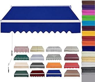 Retractable Patio Awning Replacement Fabric (Without Frame) Waterproof Shade Sun Shade Awning Cover Outdoor Patio Canopy Sunsetter Deck Awnings Polyester(G,(16x9.8ft) 5x2.9m)