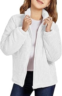 Floral Find Girls Long Sleeve Winter Jacket Coats Zip Up Stand Collar Corduroy Quilted Outerwear Jackets with Pocket