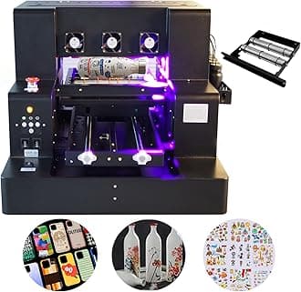 UV Flatbed Printer, UV Printer, Higher Resolution 5760 * 1440dpi,UV DTF Printer Machine with Bottle Holder for Phone Case Cups Stickers Leather PVC (A4 L1805)