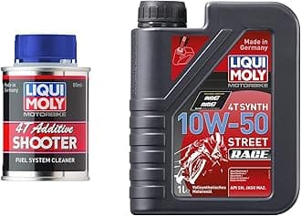 Liqui Moly 1502 Racing Synth 4T Engine Oil 10W-50 (Compatible With Scooter) & Liqui Moly Motorbike Fuel System Cleaner 4T Shooter (80 ml) (LM044)