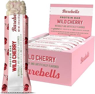 Barebells Protein Bars Wild Cherry - 12 Count, 1.94 oz Bars - Snacks with 20g of High Protein - Chocolate Nutrition Bar with 1g of Total Sugars - On The Go Snack & Breakfast Bars