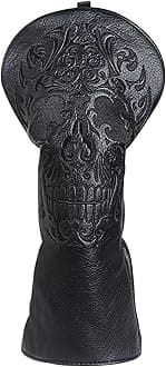 Craftsman Golf Skull Skeleton Black Golf Club Head Covers Headcover for Woods Driver and Hybrids Irons