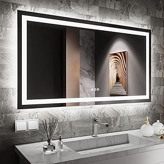 LED Bathroom Mirror, 55" X30" Front Light and Backlit Vanity Mirror, Dimmable Bathroom Mirrors for Wall, Anti-Fog, Memory, 3 Colors, Double LED Lights, Shatter-Proof, ETL Listed
