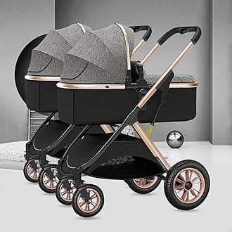 Double Stroller for Toddlers Side by Side,Two-Way Baby Stroller Twins Pushchair-Detachable,High Landscape Seat and Adjustable Canopy (Color : Dark Gray)