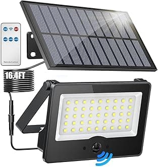 Solar Outdoor LED Wall Lights, 20W Motion Sensor Security Lights With 3 Lighting Modes, Cordless Flood Light, Waterproof Powered Lights for Wall, Garden, Garage
