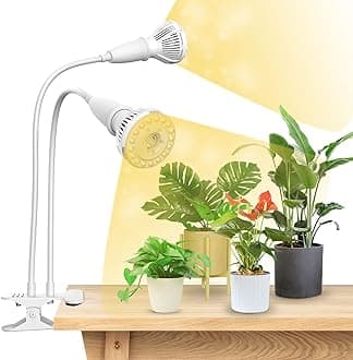 300W LED Plant Lamp for Indoor Plants, 2 Gooseneck Grow Lamp, Full Spectrum with Optical Lens, High PPFD for Indoor Plant Growth, Lifetime Free Bulb Replacement