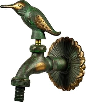 Variosan Retro Garden Tap, 1/2-Inch, Patinated Brass, Large Gap Between Tap and Wall, Solid Wall Rosette