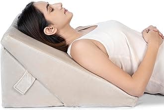 FOVERA Adjustable Bed Wedge Memory Foam Pillow with 7 Ways of Elevated Inclines for Acid Reflux, GERD, Snoring, Heartburn, Post-Surgery (Velvet Cream, Standard - 22 x 22 x 12 Inch)