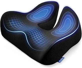 Thickened Seat Cushion, Ergonomic Memory Foam Hemorrhoid Pillow for Hip, Sciatica, Long Sitting Relief, 6.0" Thick Office Chair Cushion with Widened Cutout for Tailbone Pain Relief in Car, Home