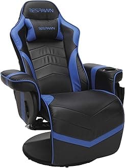 900 Gaming Chair - Video Games Console Recliner, Computer Chair With Adjustable Leg Rest, Cupholder, and Footrest - Blue