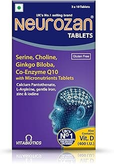 Neurozan - Enhance Cognitive Functions with Ginkgo Biloba, Serine, Choline, Magnesium - Stress Relief, Anxiety Support, and Sleep Health - Gluten-Free Multivitamin, 1 count, 30 capsules