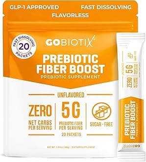 Fiber Supplement Powder with Prebiotics for Digestive Health and GLP-1 Support, Soluble Fiber for Gut Health & Debloat, Keto, Vegan, Gluten & Sugar Free, 20 Servings (Travel)