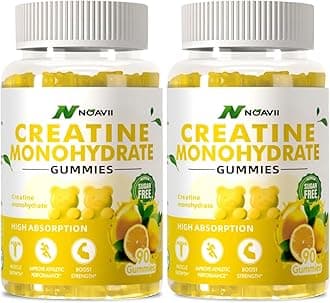 Creatine Monohydrate Gummies 5000mg for Men & Women, Chewables Creatine Monohydrate for Muscle Strength, Muscle Builder, Energy Boost, Pre-Workout Supplement-180 Lemon Gummies