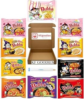 Samyang Buldak Hot Spicy Chicken Ramen Noodle Korean Stir-Fried Ramen (10, 2 Carbonara, 2 Quattro Cheese, 2X, Cream Carbonara, Cheese, Habanero Lime, Original Spicy, Tom Yum)