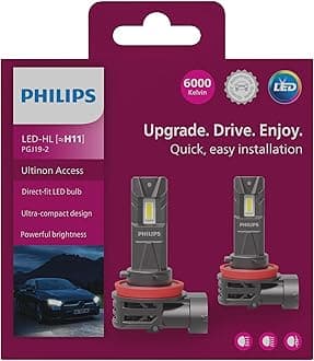 Philips Ultinon Access LED car headlight bulb (H11), ultra-compact direct-fit, 80%, 6000K, set of 2