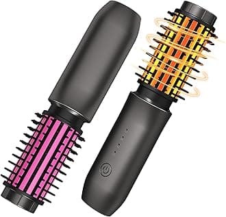 Cordless Curling Iron, Portable Hair Straightening, Cordless Hair Curler Anti-Frizz with Negative Ions, 3-in-1 Crimper Hair Tool, Rechargeable Wave Curling Wand - Rose Grey