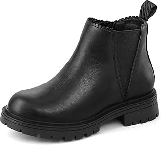 K KomForme Girls Ankle Boots with Side Zipper Chelsea Booties Lug Sole (Toddler/Little Kids/Big Kids)