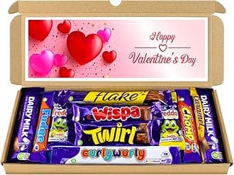 Valentines Day Gift | Letter box Chocolate Gift Selection Box | 10 Fullsize Dairy Milk Chocolate bars | Ideal Valentines Gifts For Him & Her (Pink Hearts)