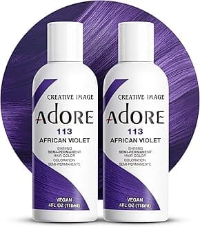Adore Semi Permanent Hair Color (113 African Violet) (2 Pack) | Vegan & Cruelty-Free Purple Hair Dye | No Ammonia, No Peroxide, No Alcohol | 4 Fl Oz