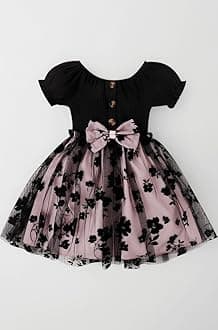 TAGAS Baby Girl's Elegant and Sweet Mesh Splicing Dress for Party || Frock for Girls || Short Sleeve Dress for Girls ||Fency Dress||(KD-134)