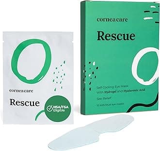 CorneaCare Rescue: Hydrogel Self Cooling Compress | Cold Eye Masks for Puffy Eyes | Self Cooling Eye Compress for Fast Relief | Travel Ready | 12 Count