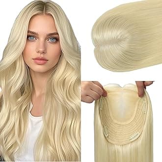 HAIR Toppers for Women Real Human Hair, Toppers Pieces for Women with Thinning Crown 6x7 inch 150 Density 65 grams 14 inch blonde Color All Real Human Hair(#60 14inch)