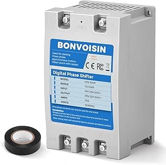 Bonvoisin Single Phase to 3 Phase Converter 10HP(7.5kW) Digital Phase Shifter, 30A 220V-240V Input/Output, One Converter only for one Motor.