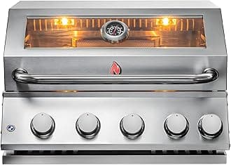 Premium Stainless Steel 304 Built-In Gas Grill for Outdoor Kitchens - BBQ Grill with Infrared Burner, Tempered Glass View, Inside Lights Lid & Robust Design - Perfect for Patio & Outdoor Entertainment