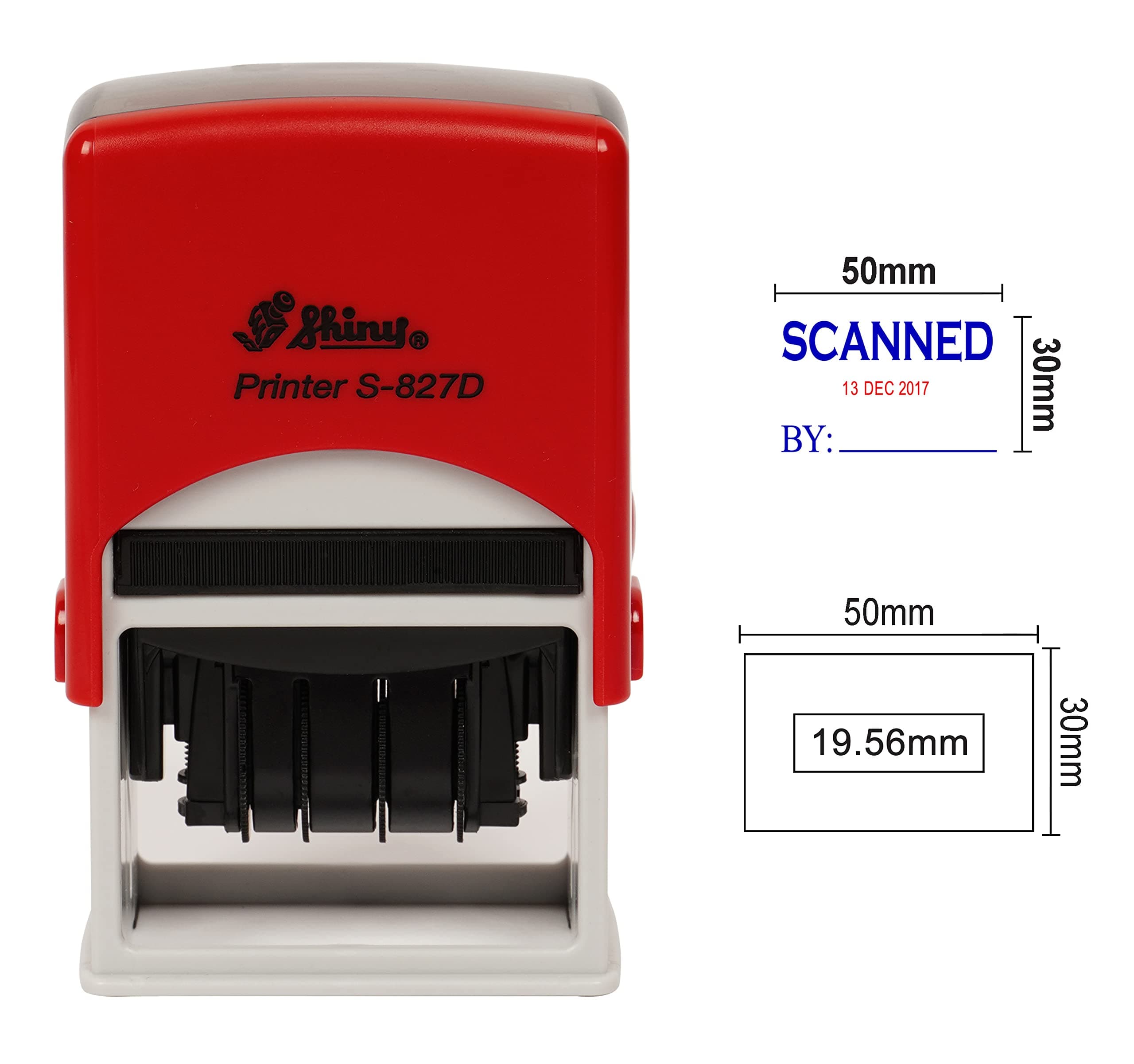 Shiny Date Stamp Self Inking with Scanned by Text Ofiice Stationery Rubber Stamper S-827D
