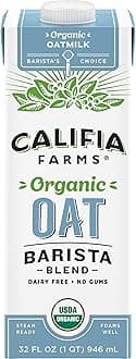 Califia Farms - Organic Oat Barista Blend Oat Milk, 32 oz, Shelf Stable, Dairy Free, Plant Based, Vegan, Non GMO, Organic Milk, Creamer, Milk Frother, Oatmilk