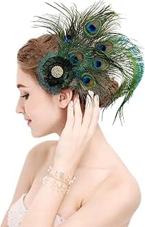 Z&X Peacock Feather Fascinator Hair Clip Vintage Wedding Tea Party Derby Hats 1920s Feathers Headpiece 15c Feather