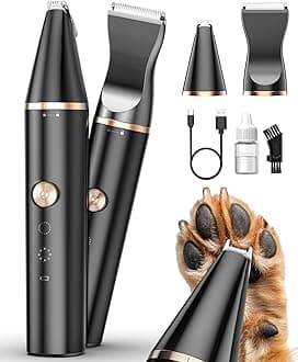 2 Speed Cat Clippers with Double Blades, Rechargeable Cordless Small Cat Paw Trimmer, Low Noise for Trimming Dog's Hair Around Paws, Eyes, Ears, Face, Rump (Black)