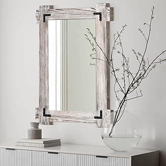 MeMoreCool Large White Farmhouse Mirror 40x28 Inch, Wood Framed Decorative Wall Mirror, Rectangular Hanging Mirror for Living Room Bathroom Bedroom Over Fireplace, White