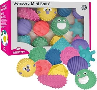 Edushape Sensory Mini Balls for Baby - Pack of 6 Solid Color Baby Balls That Help Enhance Gross Motor Skills for Kids Aged 6 Months and Up - Vibrant Colorful and Unique Toddler Ball for Baby