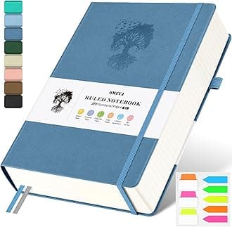 B5 Lined Journal Notebook, 370 Numbered Pages Thick Leather Journal for Writing, College Ruled Hardcover Notebook for Work with 100gsm Paper, Writing Journal for Women, Men (7.6" x 10.3" Deep Blue)