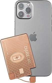 AquaVault ChargeCard – Ultra Slim Emergency Power Bank (2300mAh) – Fits in Wallet – USB-C & Micro-USB – Durable Steel Body – Flight-Safe for iPhone 12-17 & Android - Rose Gold