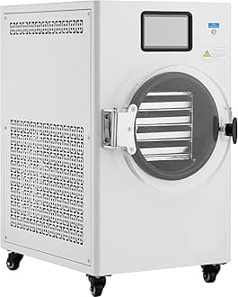 Happybuy Vacuum Freeze Dryer Machine: A 4 - Layer Tray Wonder. With a capacity of 8.8-13.2 LBS per batch, this white - colored machine features adjustable timer and temperature control