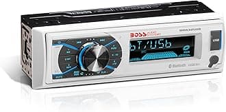 Boss Audio Systems MR632UAB Marine Receiver - Weather Resistant, Bluetooth Audio and Hands-free Calling, USB MP3 AM/FM, AUX-IN No CD Player, RGB Multicolor Illumination, Removable Front Panel, White