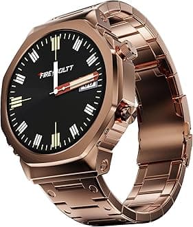 Fire-Boltt Onyx- 36.3mm AMOLED Always On Display Smart Watch, 466 * 466 High Resolution, Bluetooth Calling, Steel Design, IP67, 4GB Storage, 300+ Sports Modes, 130+ Watch Faces (Rose Gold)