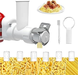 Pasta Maker Attachment for Kitchenaid Stand Mixer with 6 Different Shapes of Pasta Outlet, Durable for Kitchenaid Accessories and Attachments, Dishwasher Safe